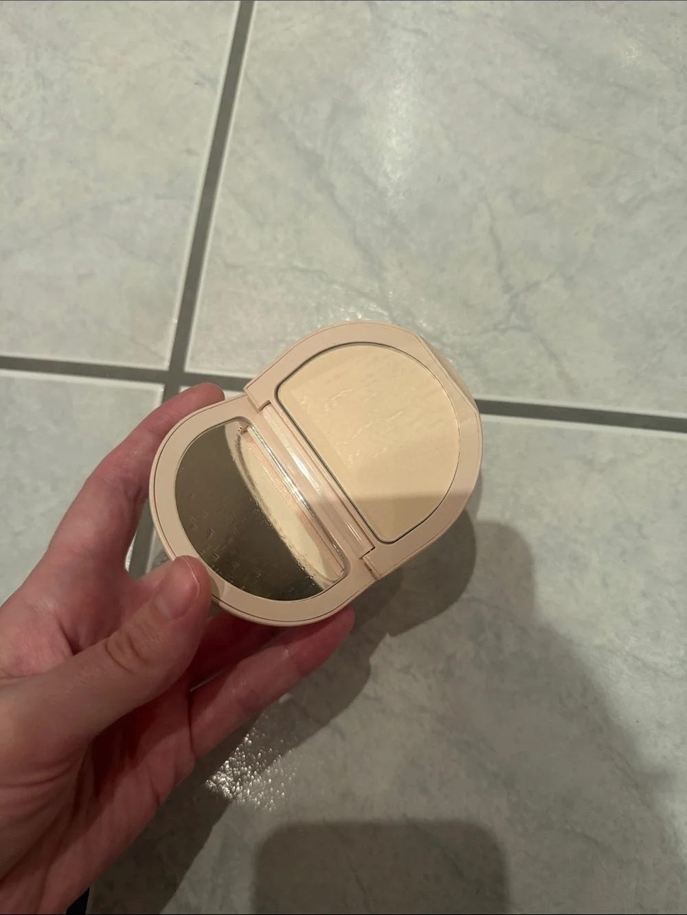 Rare Beauty opal Compact Case with Gold Logo